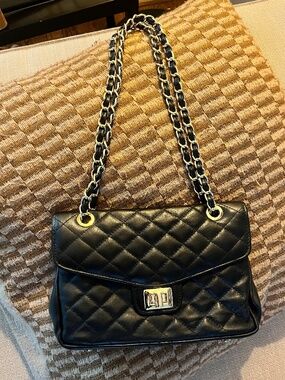 Black leather bag